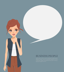Business woman thinking character. Illustration vector of cartoon people design.
