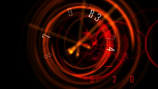 4k Circle round digit time clocks & digital wheels background,trade finance channel,stopwatch pointer space,contests games competition tunnel,mystery focus backdrop.