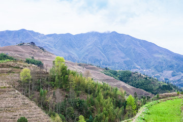 view of mountain near Dazhai village in country