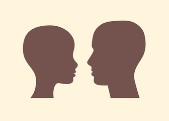 Man and woman young couple heads silhouette icon.