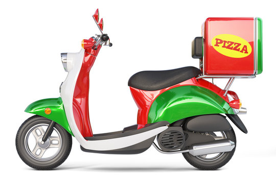 Delivery pizza scooter in iatalian style