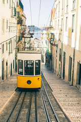 Fototapeta na wymiar The Bica Funicular (Ascensor da Bica), Lisbon, Portugal 