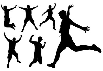 happy people jumping - vector
