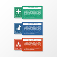 Elegant three infographic options. Data vector illustration with icons. For workflow layout, diagram, business steps, banner, web design.