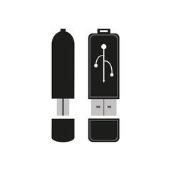 USB Flash Drive on white background memory stick digital technology vector illustration