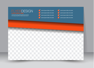 Flyer, brochure, billboard template design landscape orientation for education, presentation, website. Orange and blue color. Editable vector illustration.