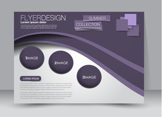 Flyer, brochure, billboard template design landscape orientation for education, presentation, website. Purple color. Editable vector illustration.