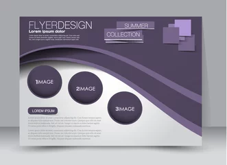Door stickers Aubergine Flyer, brochure, billboard template design landscape orientation for education, presentation, website. Purple color. Editable vector illustration.
