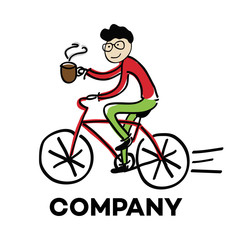 Cyclist with coffee logo