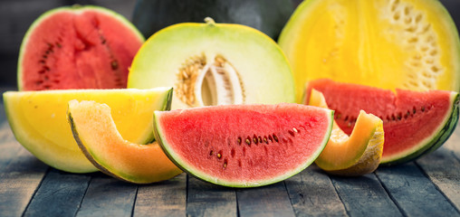 Fresh watermelons and melons  © pilipphoto