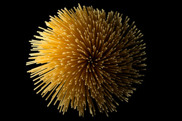 Abstract pattern of spaghetti on black background