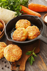Vegetarian cutlets with cabbage and carrot