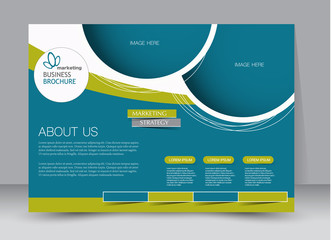 Flyer, brochure, billboard template design landscape orientation for education, presentation, website. Green and blue color. Editable vector illustration.