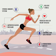 Benefits of jogging- fitness, sport and healthcare concept