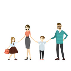 Obraz premium Happy family - father,mather,dauther,son