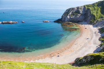 beautiful hidden beach on the Jurassic Coast of Dorset, UK - Britiish summer holiday destination
