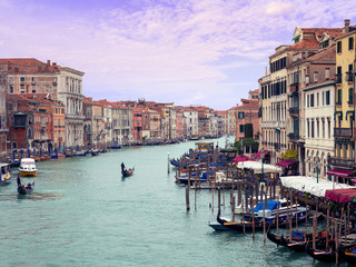 Fototapeta na wymiar Gorgeous view of the Grand Canal with gondolas in Venice, Italy.