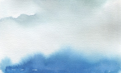 Abstract watercolor landscape blot painted background. Texture.