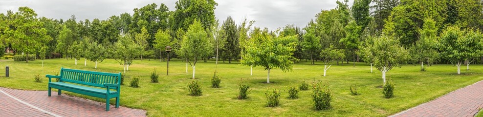 Panorama of the orchard in the Mezhyhirya tract near Kiev.