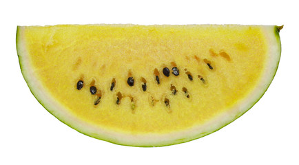 fresh sliced yellow water melon isolated on white background