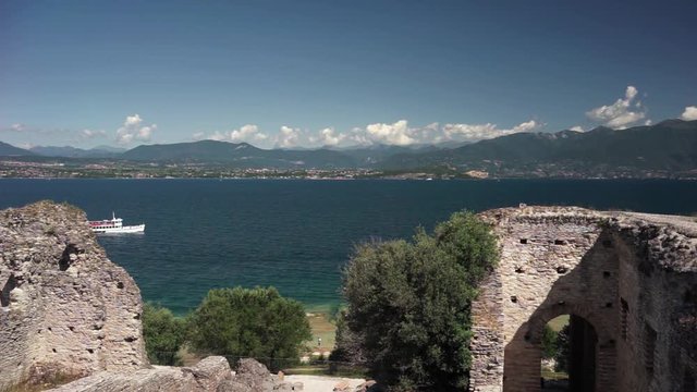 Ancient roman ruins on the  Lake GArda
