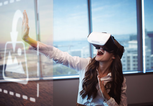 Excited VR User in Office