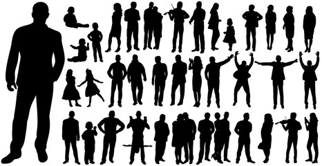 Vector, isolated, silhouette of people, collection