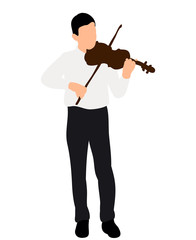 Vector, isolated, guy playing the violin, symbol, flat style symbol