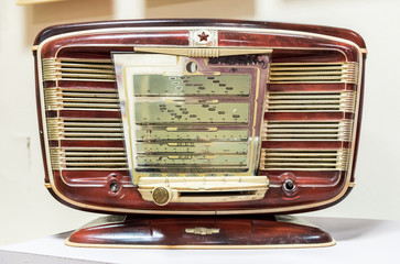 Old vintage antique Russian radio receiver, year of release 1954.
