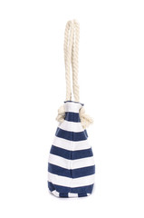 Beach striped handbag isolated on white