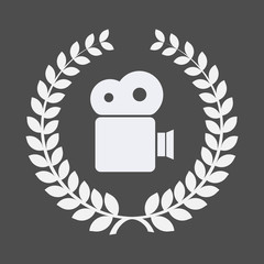 Isolated laurel wreath with a film camera
