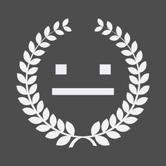 Isolated laurel wreath with a emotionless text face