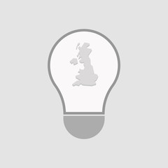 Isolated light bulb with  a map of the UK