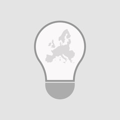 Isolated light bulb with  a map of Europe