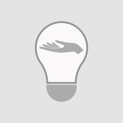Isolated light bulb with a hand offering