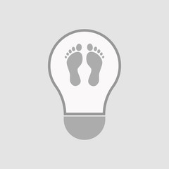 Isolated light bulb with two footprints