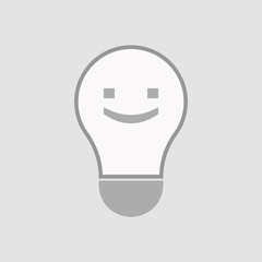 Isolated light bulb with a smile text face