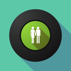 Long shadow music disc with a heterosexual couple pictogram
