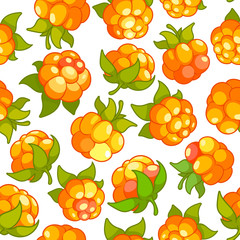 Vector seamless pattern with cloudberries