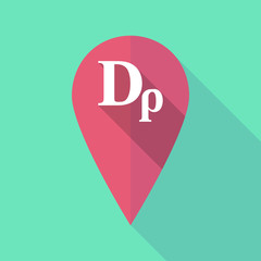 Long shadow map mark with a drachma currency sign