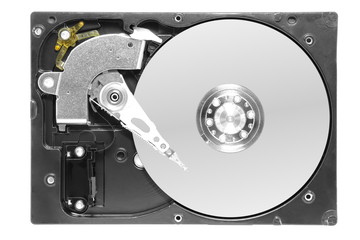 Hard disk drive with removed cover