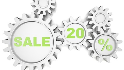 gear OF SALE. 3d Render Illustration.