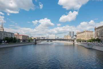 RUSSIA, MOSCOW, JUNE 7, 2017: View from Borodinsky Bridge