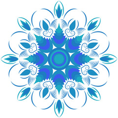 Blue circular pattern on a white background