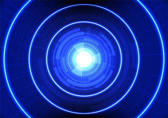 Blue hi-tech circles vector tech background