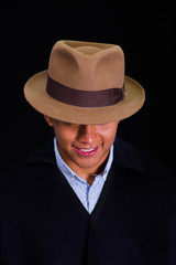 Close up portrait of young indigenous latin american man