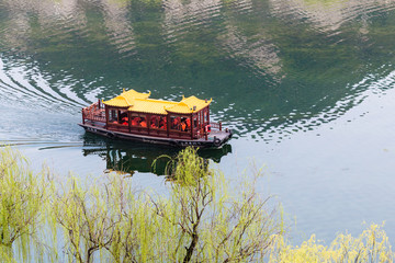 passenger boat in Yi river in Longmen area