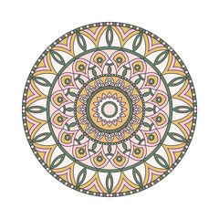 Round mandalas in vector. Graphic template for your design. Decorative retro ornament. Hand drawn background with flowers