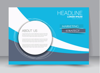 Flyer, brochure, billboard template design landscape orientation for education, presentation, website. Blue  color. Editable vector illustration.