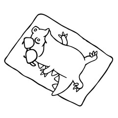 Dinosaur sunbathing on the beach. Vector illustration.